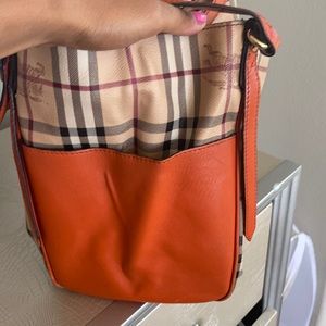 Burberry purse with orange flap